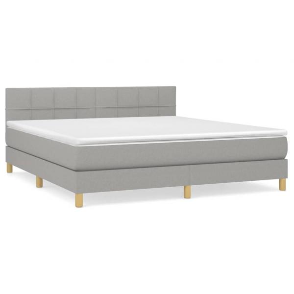 Boxspringbett mit Matratze Hellgrau 160x200 cm Stoff