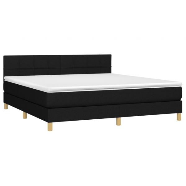 Boxspringbett mit Matratze Schwarz 180x200 cm Stoff