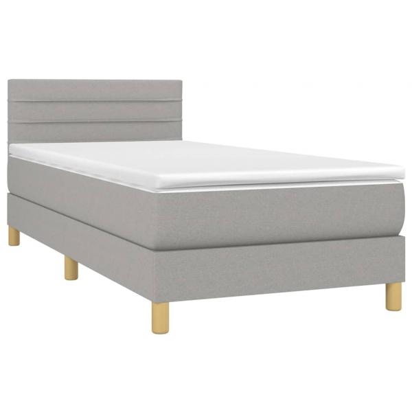 Boxspringbett mit Matratze Hellgrau 80x200 cm Stoff