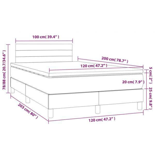 Boxspringbett mit Matratze Dunkelgrau 120x200 cm Stoff