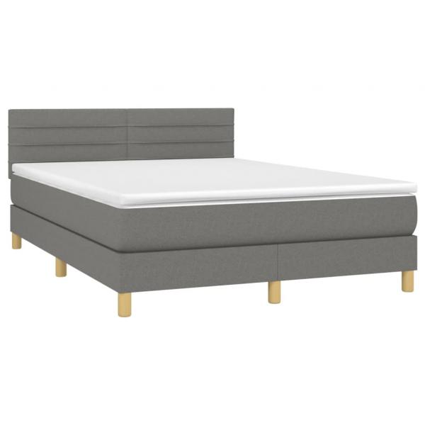 Boxspringbett mit Matratze Dunkelgrau 140x200 cm Stoff