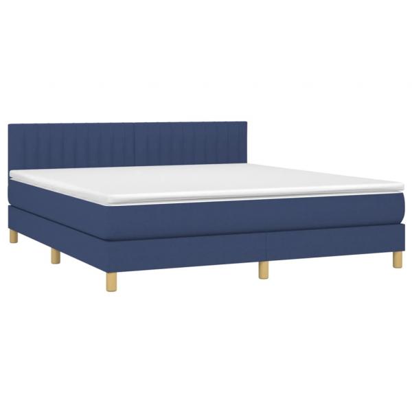 Boxspringbett mit Matratze Blau 180x200 cm Stoff