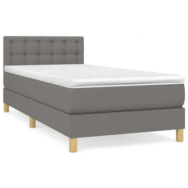 Boxspringbett mit Matratze Dunkelgrau 90x190 cm Stoff