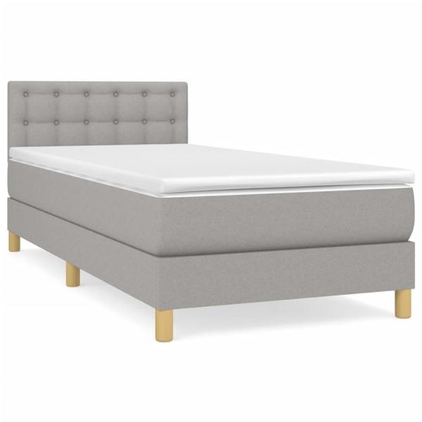 Boxspringbett mit Matratze Hellgrau 100x200 cm Stoff