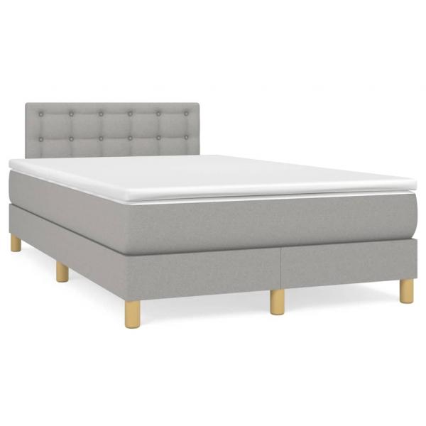 Boxspringbett mit Matratze Hellgrau 120x200 cm Stoff