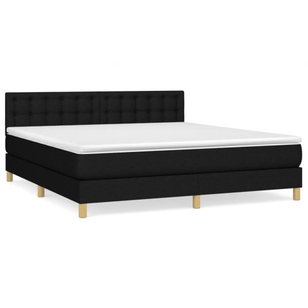 Boxspringbett mit Matratze Schwarz 180x200 cm Stoff