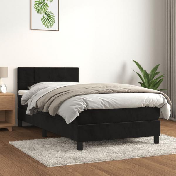 ARDEBO.de - Boxspringbett mit Matratze Schwarz 100x200 cm Samt