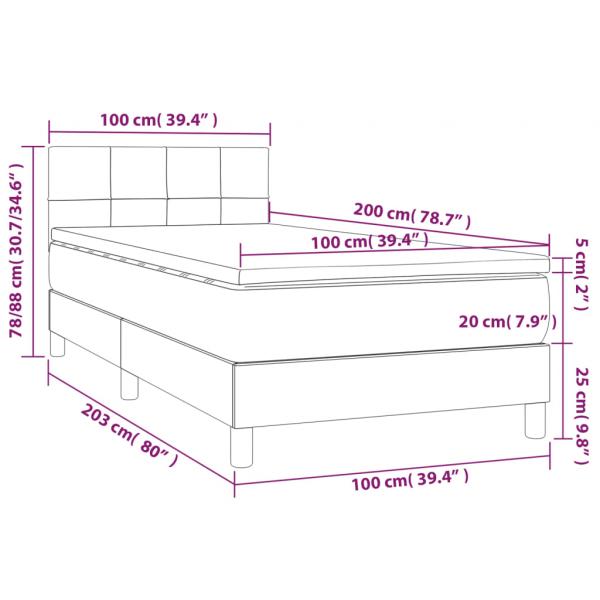 Boxspringbett mit Matratze Schwarz 100x200 cm Samt