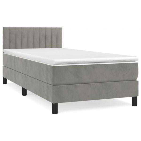 Boxspringbett mit Matratze Hellgrau 100x200 cm Samt