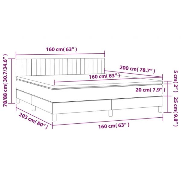 Boxspringbett mit Matratze Hellgrau 160x200 cm Samt