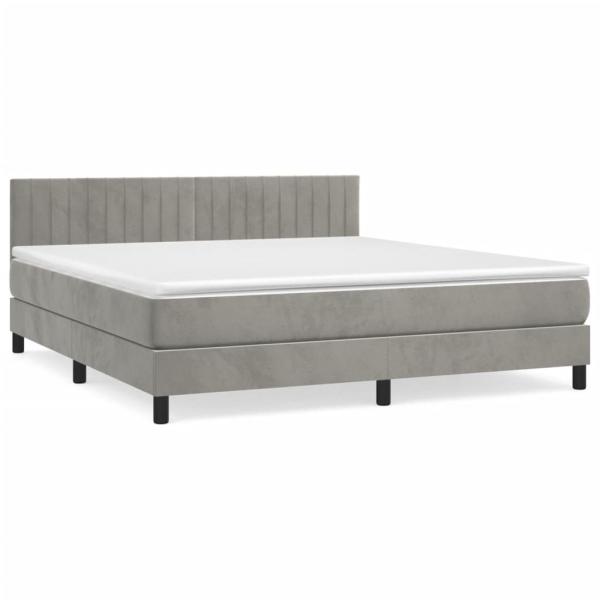 Boxspringbett mit Matratze Hellgrau 180x200 cm Samt