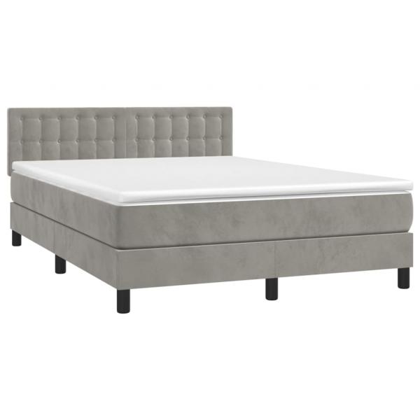 Boxspringbett mit Matratze Hellgrau 140x190 cm Samt