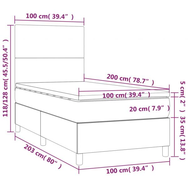 Boxspringbett mit Matratze Schwarz 100x200 cm Stoff