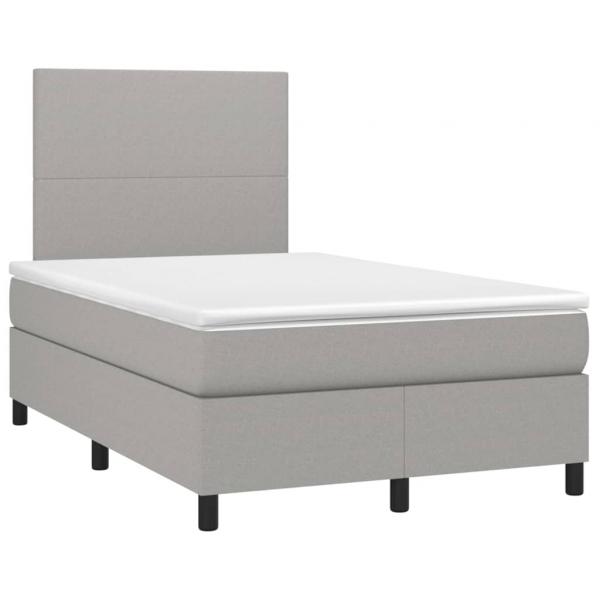 Boxspringbett mit Matratze Hellgrau 120x200 cm Stoff