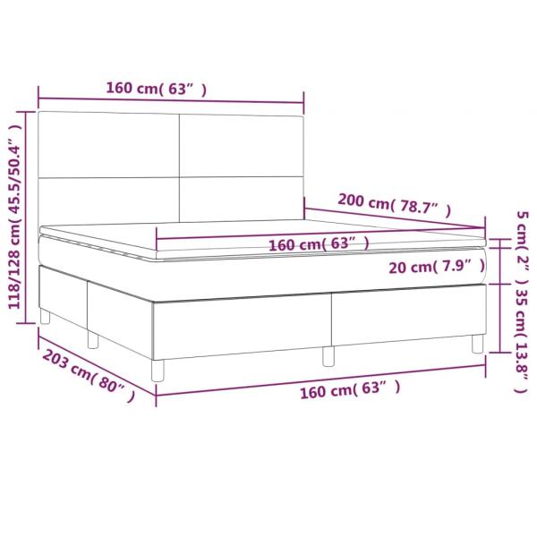 Boxspringbett mit Matratze Hellgrau 160x200 cm Stoff