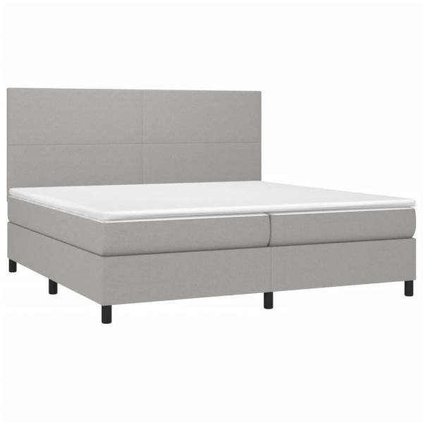 Boxspringbett mit Matratze Hellgrau 200x200 cm Stoff