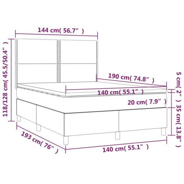 Boxspringbett mit Matratze Hellgrau 140x190 cm Stoff