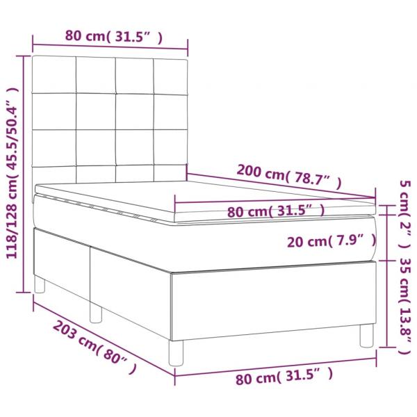 Boxspringbett mit Matratze Schwarz 80x200 cm Stoff