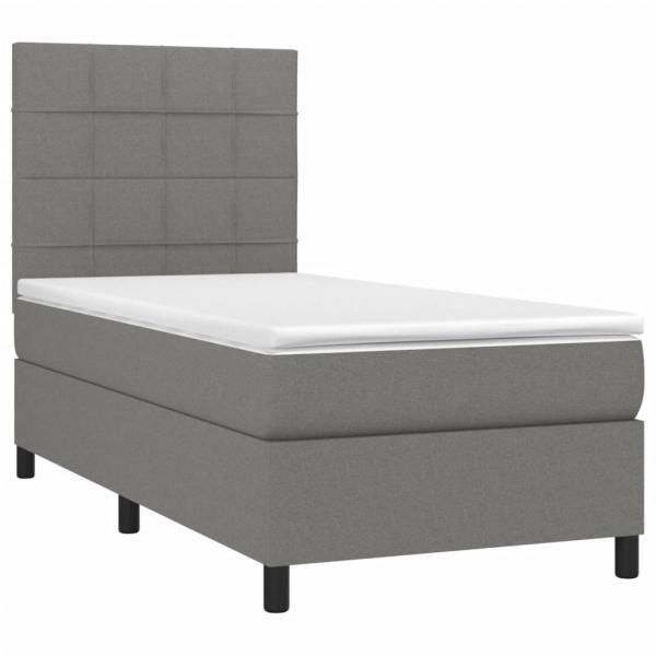 Boxspringbett mit Matratze Dunkelgrau 90x190 cm Stoff