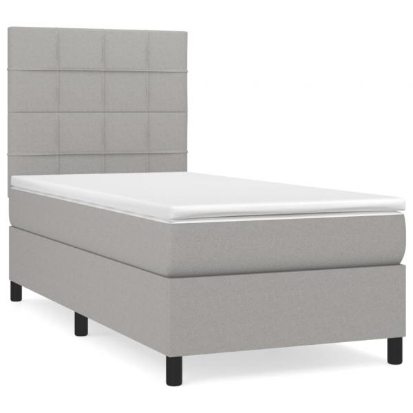 Boxspringbett mit Matratze Hellgrau 90x200 cm Stoff