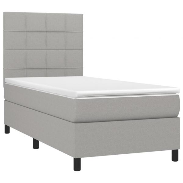 Boxspringbett mit Matratze Hellgrau 100x200 cm Stoff