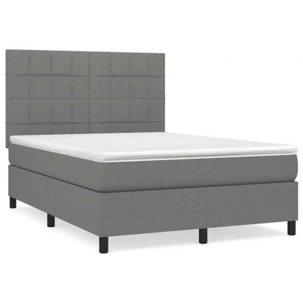 Boxspringbett mit Matratze Dunkelgrau 140x190 cm Stoff