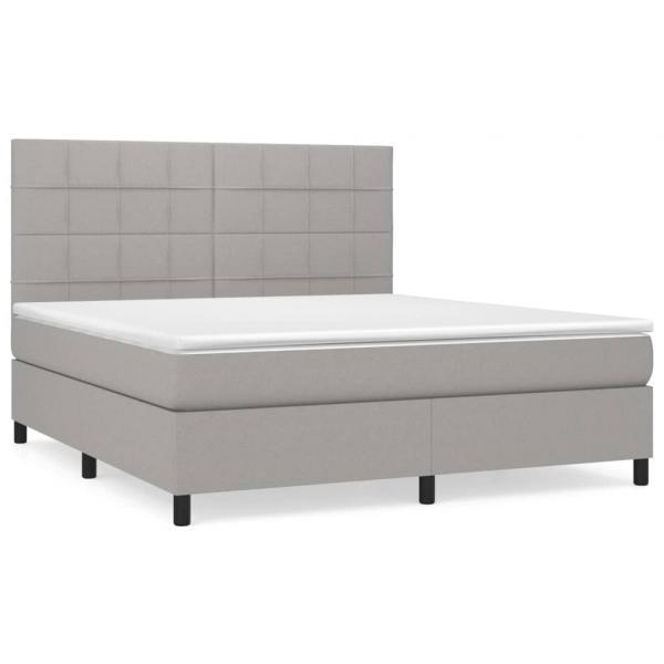 Boxspringbett mit Matratze Hellgrau 180x200 cm Stoff