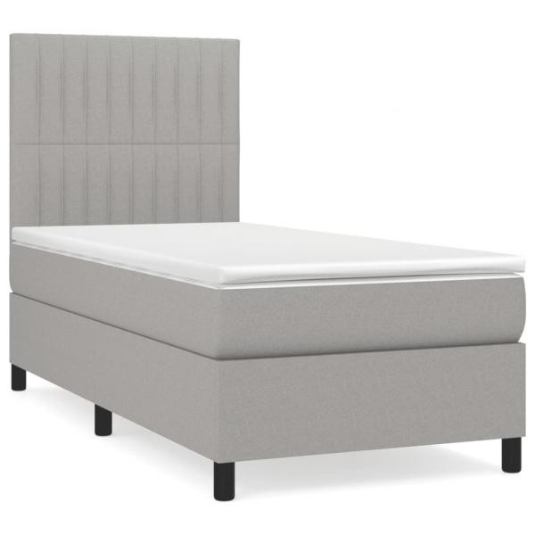 Boxspringbett mit Matratze Hellgrau 90x190 cm Stoff