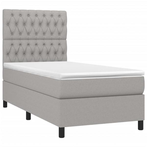 Boxspringbett mit Matratze Hellgrau 90x190 cm Stoff