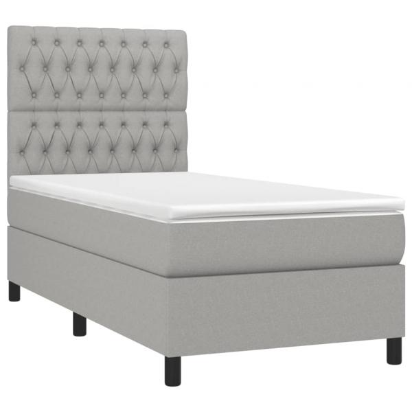 Boxspringbett mit Matratze Hellgrau 100x200 cm Stoff