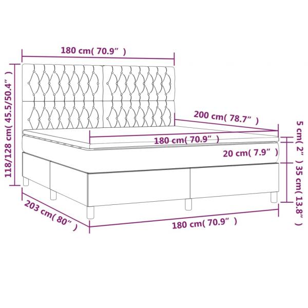 Boxspringbett mit Matratze Dunkelgrau 180x200 cm Stoff