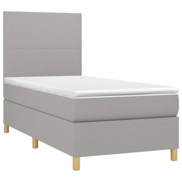 Boxspringbett mit Matratze Hellgrau 90x190 cm Stoff