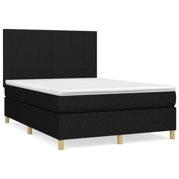 Boxspringbett mit Matratze Schwarz 140x190 cm Stoff