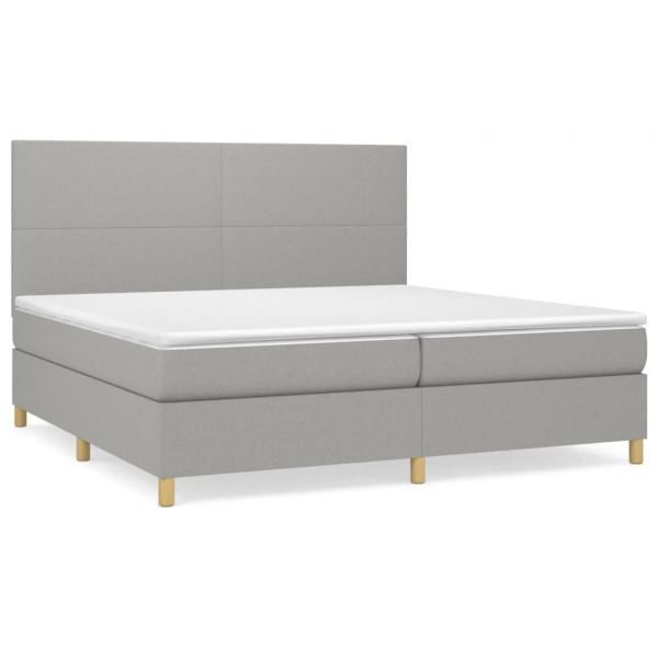 Boxspringbett mit Matratze Hellgrau 200x200 cm Stoff