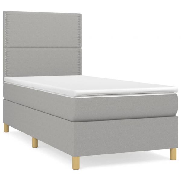 Boxspringbett mit Matratze Hellgrau 100x200 cm Stoff