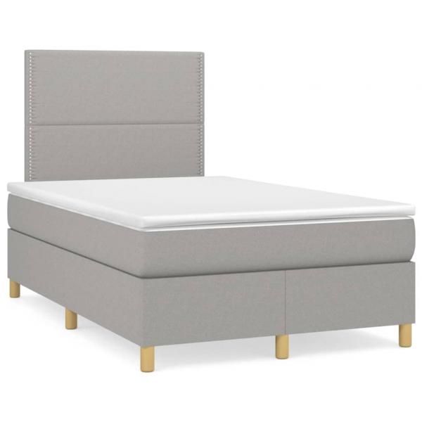 Boxspringbett mit Matratze Hellgrau 120x200 cm Stoff