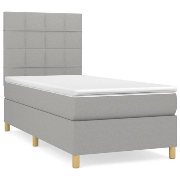 Boxspringbett mit Matratze Hellgrau 90x200 cm Stoff