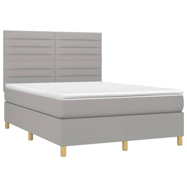 Boxspringbett mit Matratze Hellgrau 140x190 cm Stoff