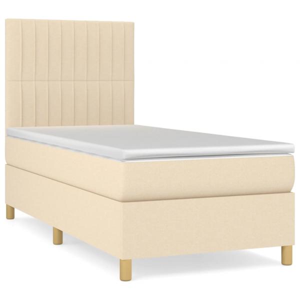 Boxspringbett mit Matratze Creme 90x190 cm Stoff