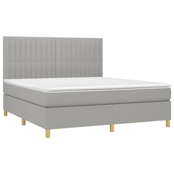 Boxspringbett mit Matratze Hellgrau 180x200 cm Stoff