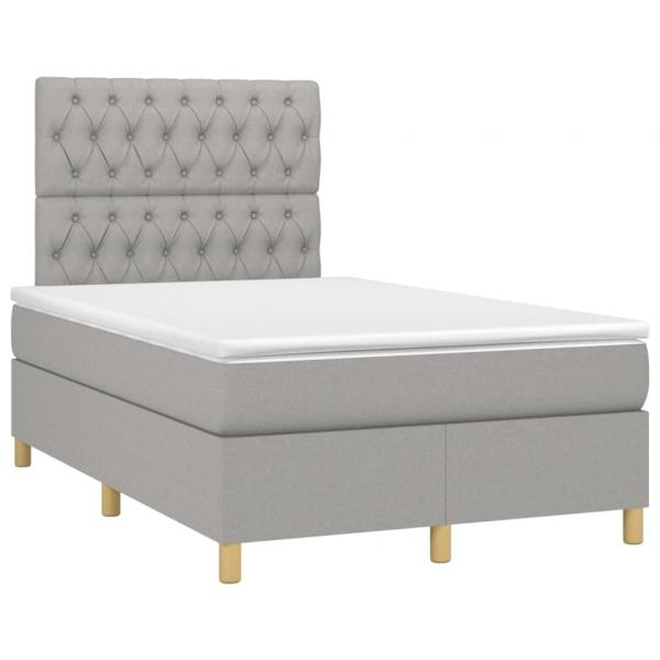 Boxspringbett mit Matratze Hellgrau 120x200 cm Stoff