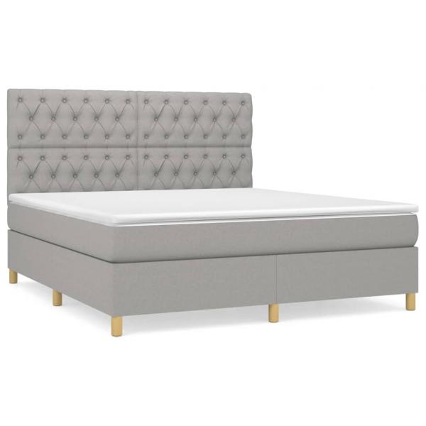 Boxspringbett mit Matratze Hellgrau 160x200 cm Stoff