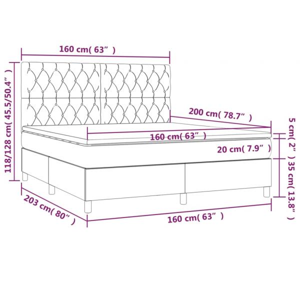 Boxspringbett mit Matratze Hellgrau 160x200 cm Stoff