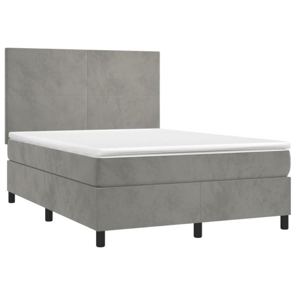 Boxspringbett mit Matratze Hellgrau 140x190 cm Samt