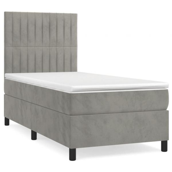 Boxspringbett mit Matratze Hellgrau 80x200 cm Samt