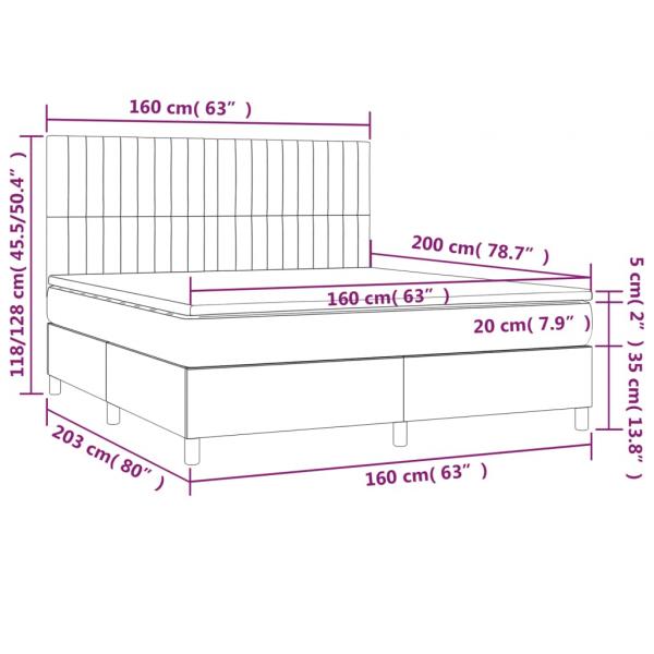 Boxspringbett mit Matratze Dunkelgrau 160x200 cm Samt