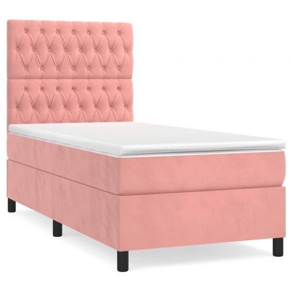 Boxspringbett mit Matratze Rosa 100x200 cm Samt