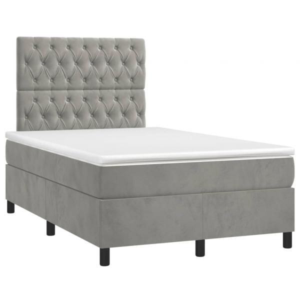 Boxspringbett mit Matratze Hellgrau 120x200 cm Samt