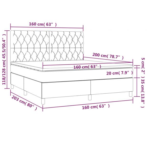 Boxspringbett mit Matratze Dunkelgrau 160x200 cm Samt