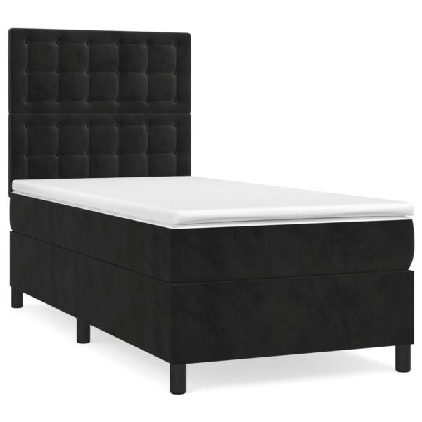 Boxspringbett mit Matratze Schwarz 100x200 cm Samt